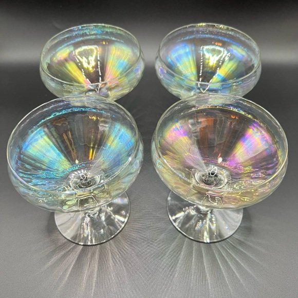 Vintage Iridescent Champagne Coupe Glasses - Picture 3 of 10